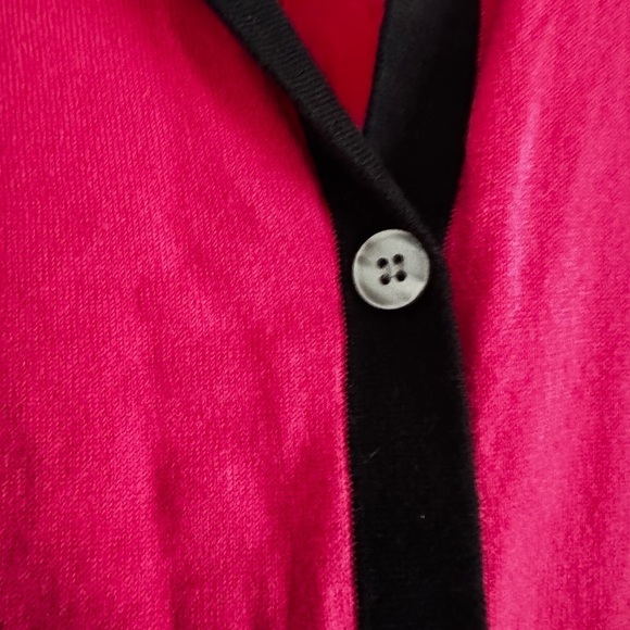 Halogen Hot Pink and Black Knit Stretch Blazer Sweater 3/4 Sleeve sz M - Picture 2 of 11